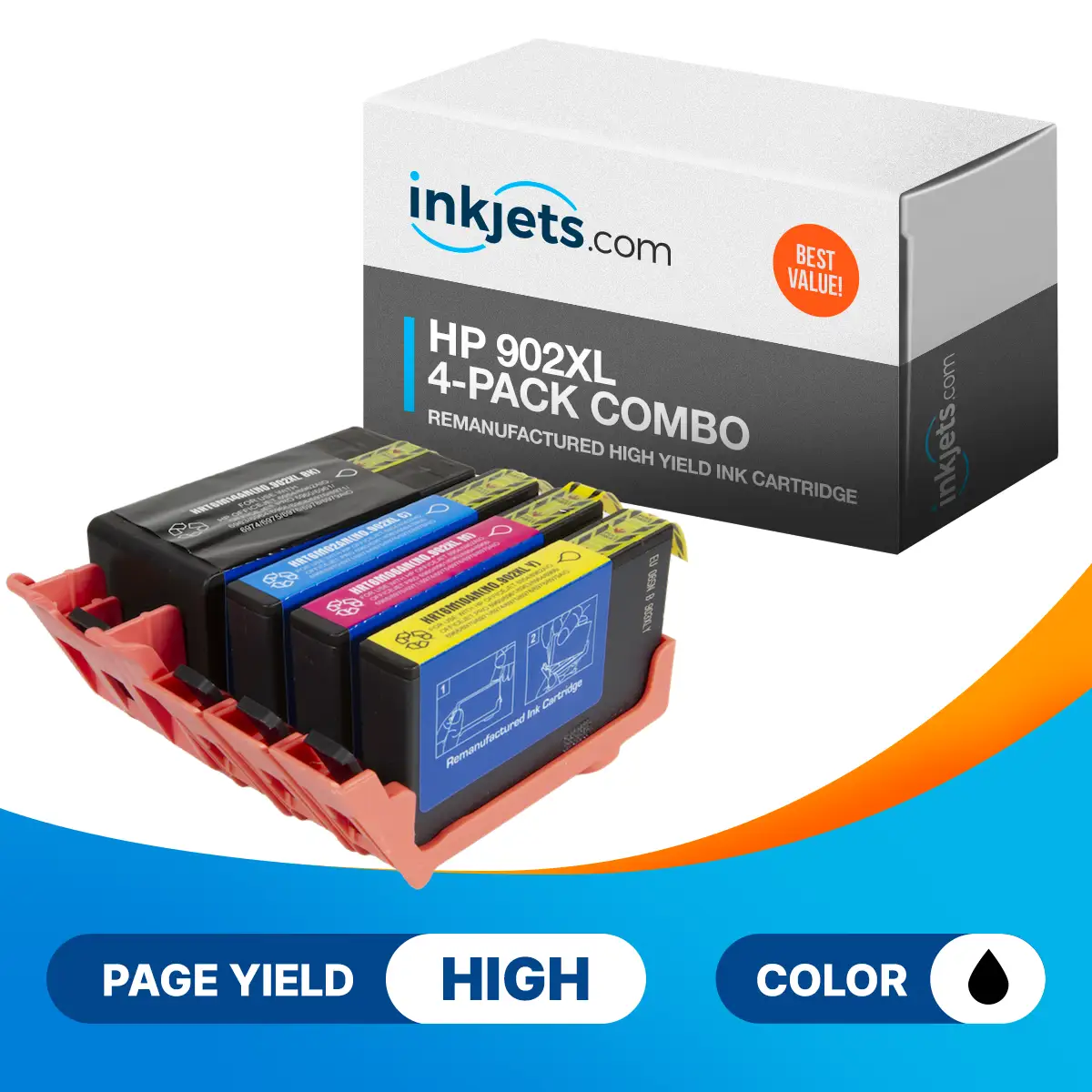 HP 902XL Remanufactured High Yield Ink Cartridge 4-Pack Combo - Image 2
