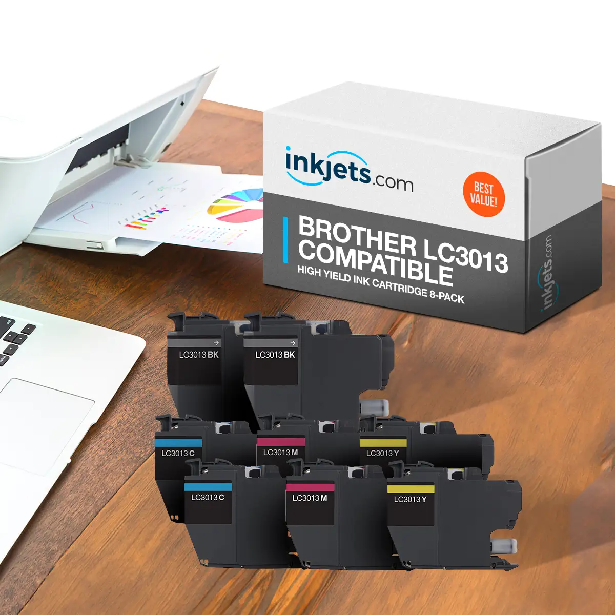 Brother LC3013 Compatible High Yield Ink Cartridge 8-Pack - Image 3