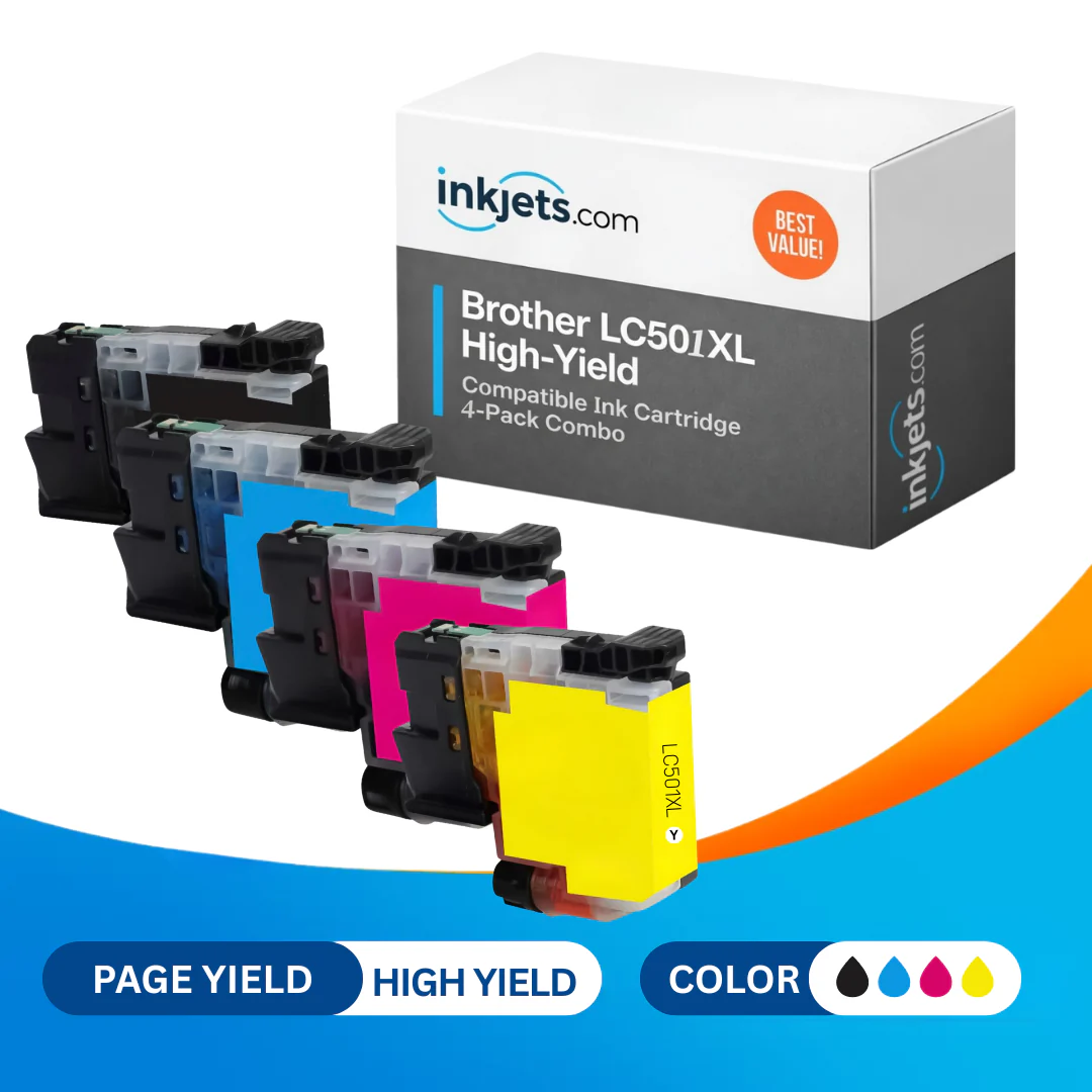 Brother LC501XL High Yield Compatible Ink Cartridge 4-Pack Combo - Image 3