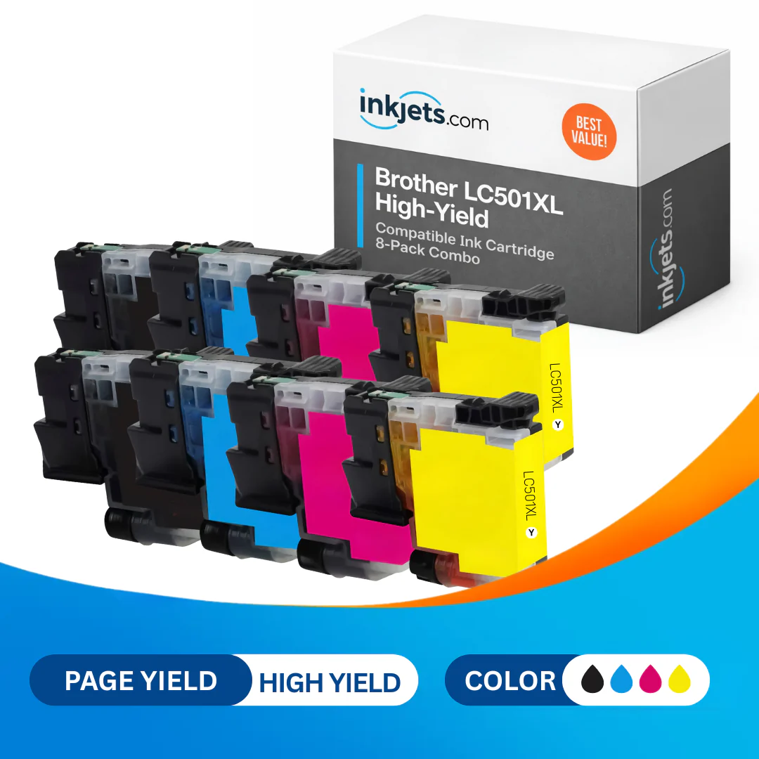 Brother LC501XL High Yield Compatible Ink Cartridge 8-Pack Combo - Image 2
