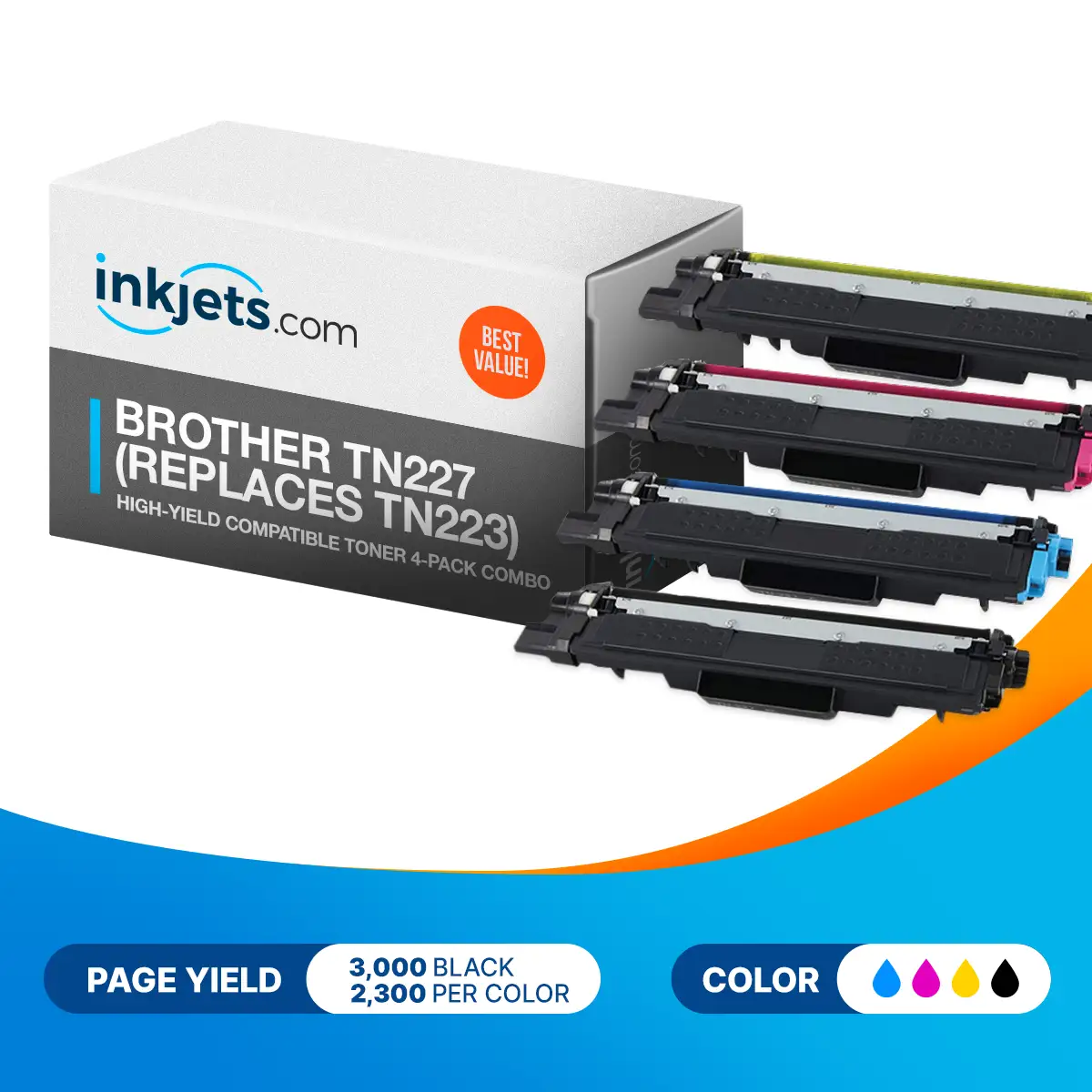 Brother TN227 (Replaces TN223) High-Yield Compatible Toner 4-Pack Combo - Image 2