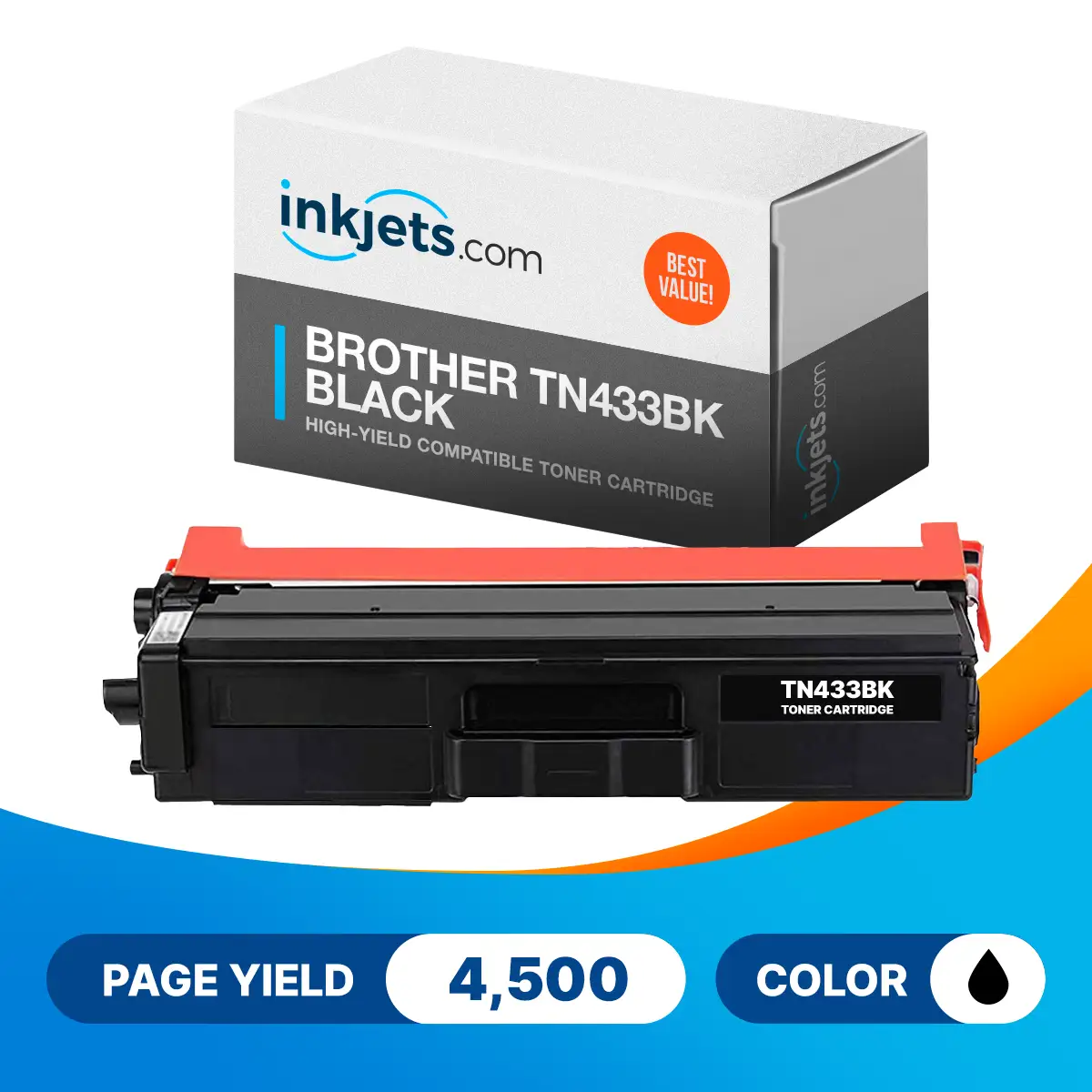 Brother TN433BK Black High-Yield Compatible Toner Cartridge - Image 2