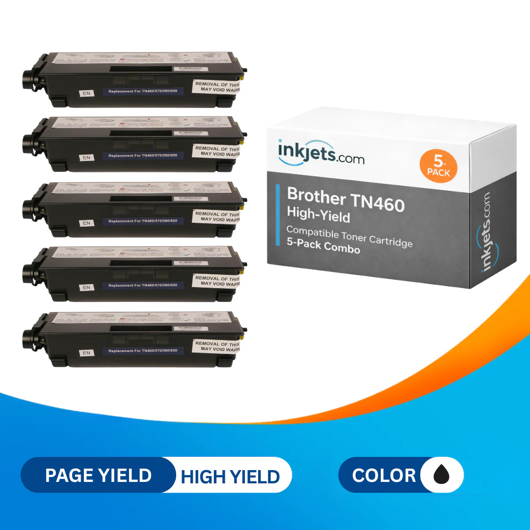 Brother TN460 Black Compatible High-Yield Toner Cartridge 5-Pack Combo - Image 2