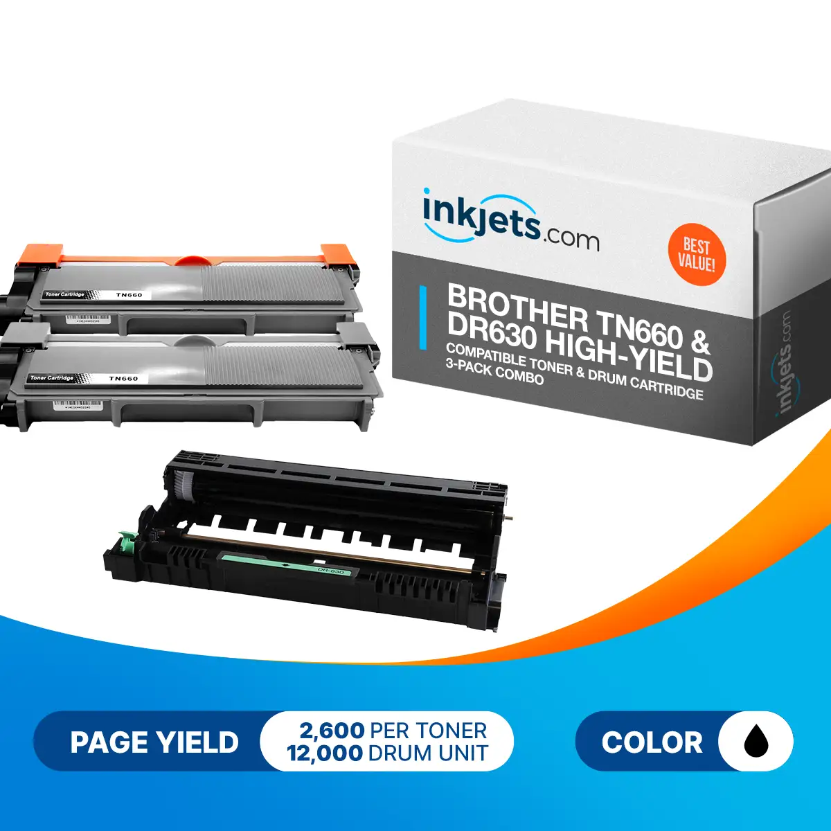 Brother TN660 & DR630 High-Yield Compatible Toner & Drum Cartridge 3-Pack Combo - Image 2