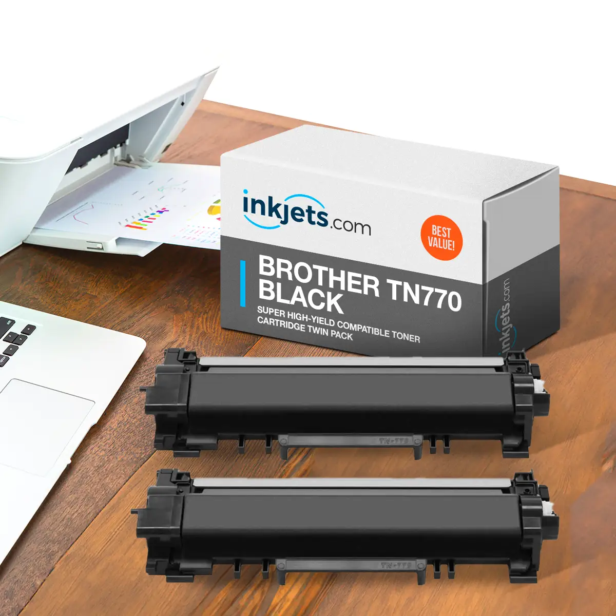 Brother TN770 Black Super High-Yield Compatible Toner Cartridge Twin Pack - Image 3