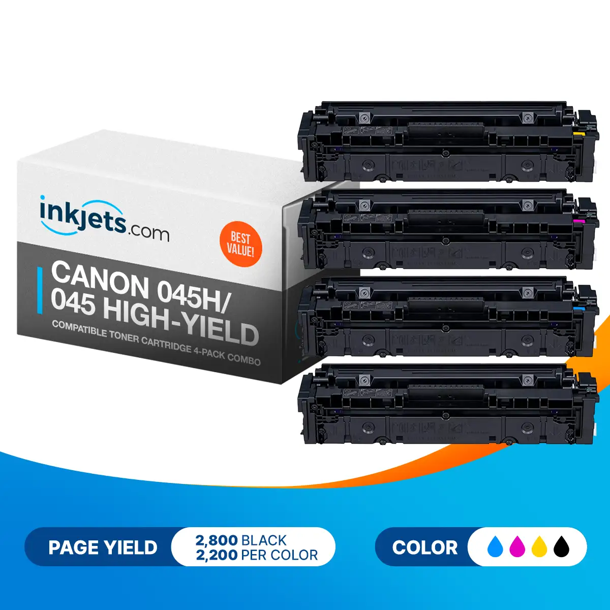 Canon 045H / 045 High-Yield Compatible Toner Cartridge 4-Pack Combo - Image 2