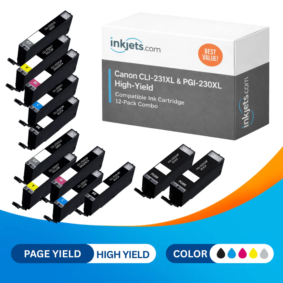 Canon CLI-231XL & PGI-230XL High-Yield Compatible Ink Cartridge 12-Pack Combo - Image 2