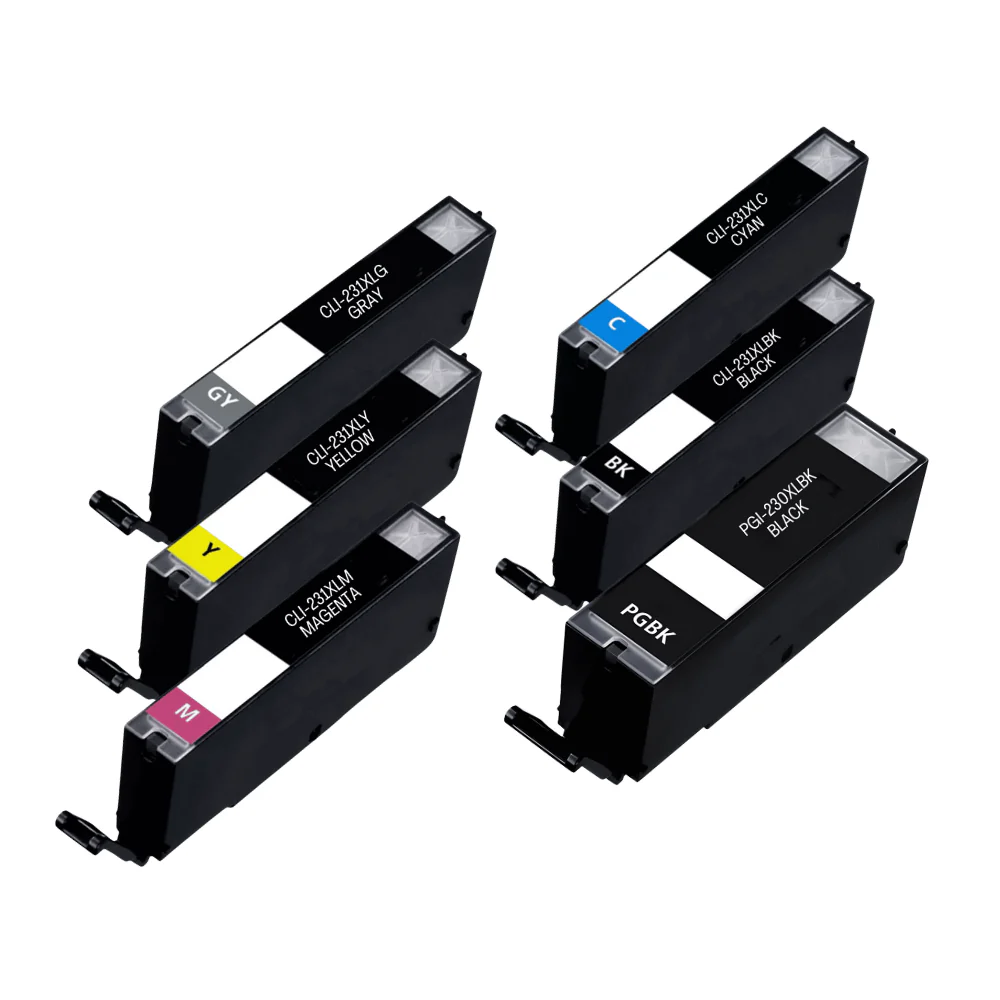 Canon CLI-231XL & PGI-230XL High-Yield Compatible Ink Cartridge 6-Pack Combo