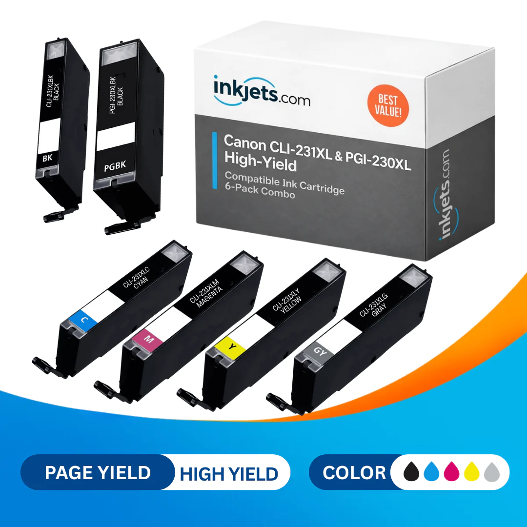 Canon CLI-231XL & PGI-230XL High-Yield Compatible Ink Cartridge 6-Pack Combo - Image 2
