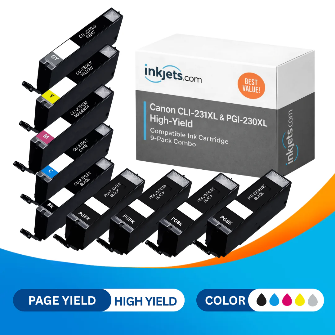 Canon CLI-231XL & PGI-230XL High-Yield Compatible Ink Cartridge 9-Pack Combo - Image 2