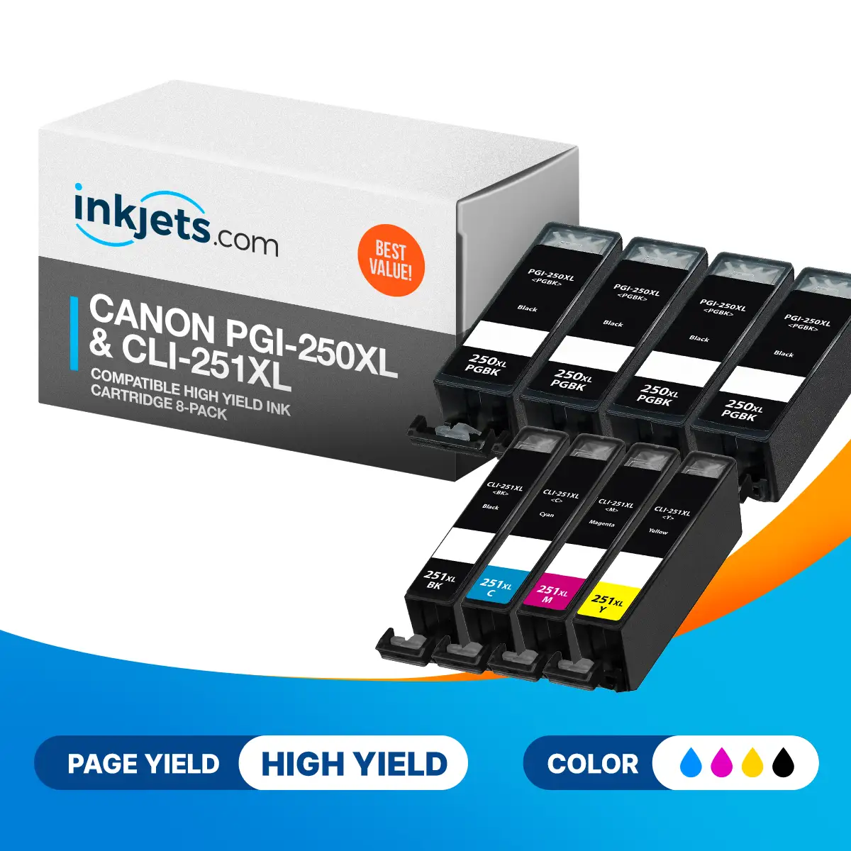 Canon PGI-250XL & CLI-251XL Compatible High Yield Ink Cartridge 8-Pack - Image 2