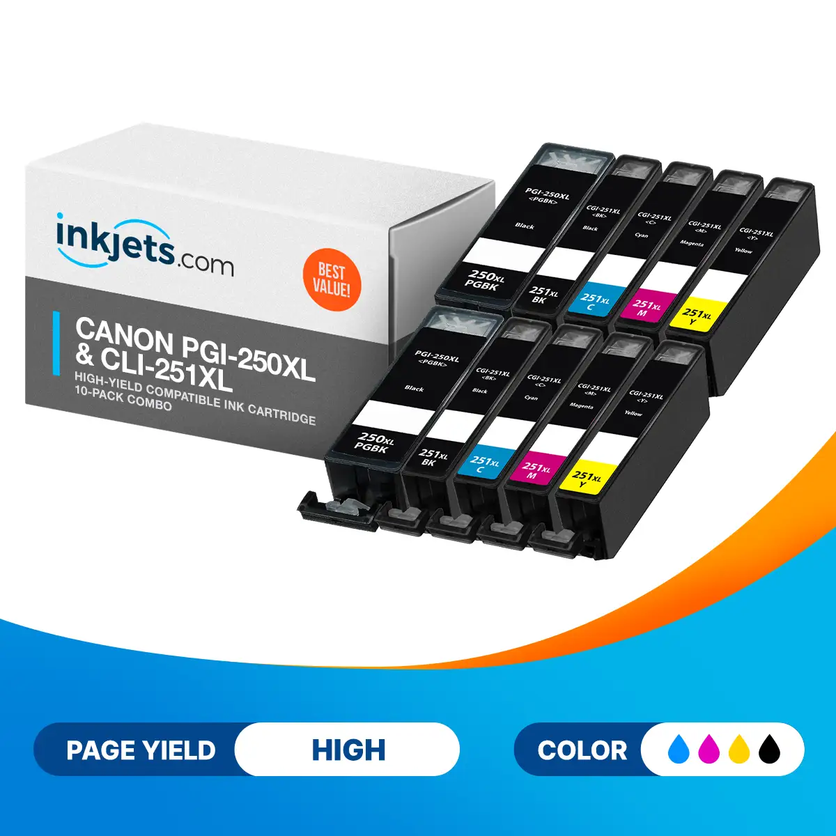 Canon PGI-250XL & CLI-251XL High-Yield Compatible Ink Cartridge 10-Pack Combo - Image 3