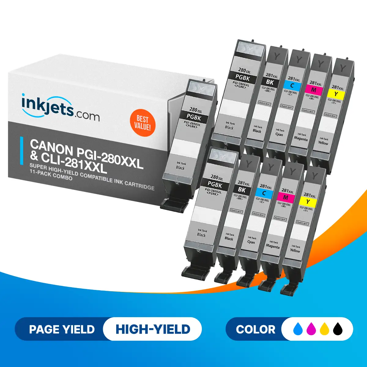 Canon PGI-280XXL & CLI-281XXL Super High-Yield Compatible Ink Cartridge 11-Pack Combo - Image 3