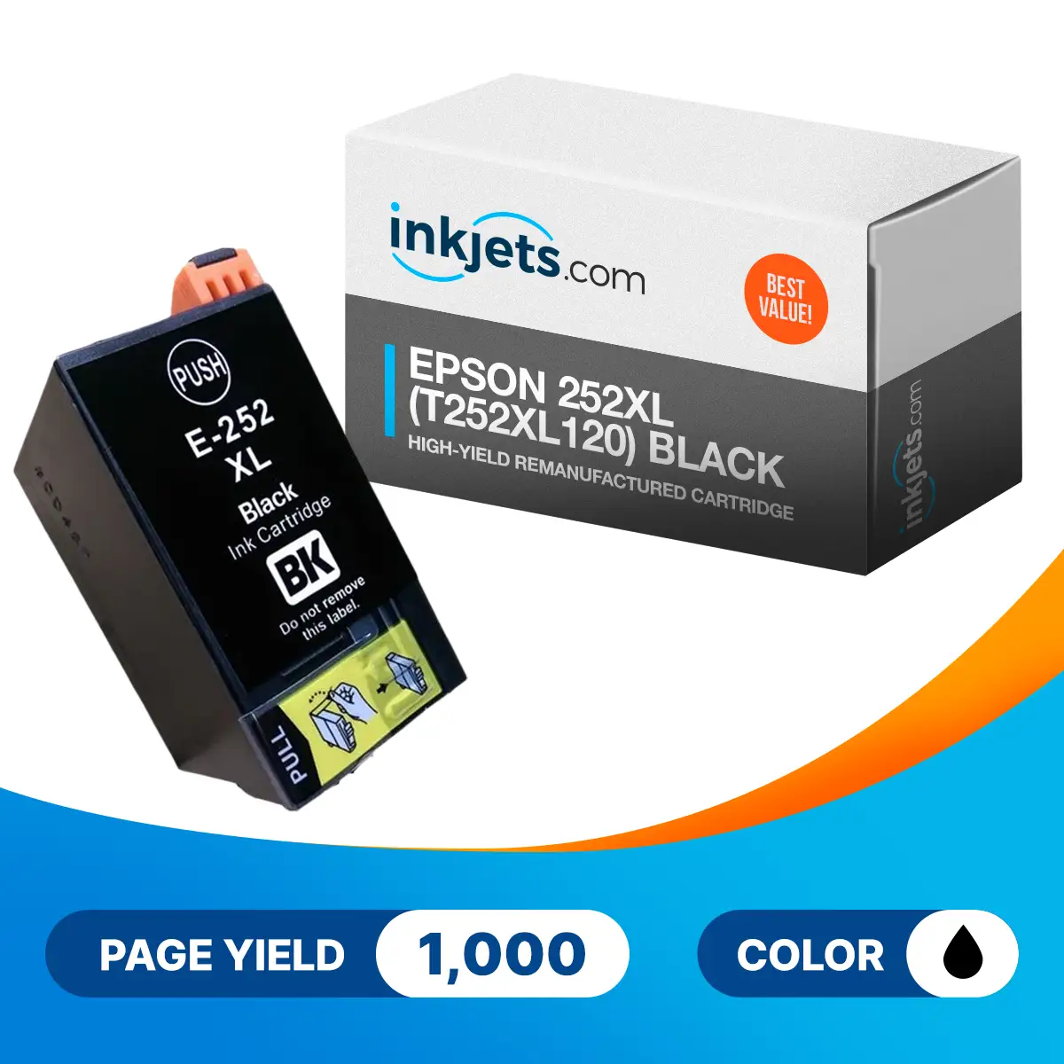 Epson 252XL (T252XL120) Black High-Yield Remanufactured Cartridge - Image 2