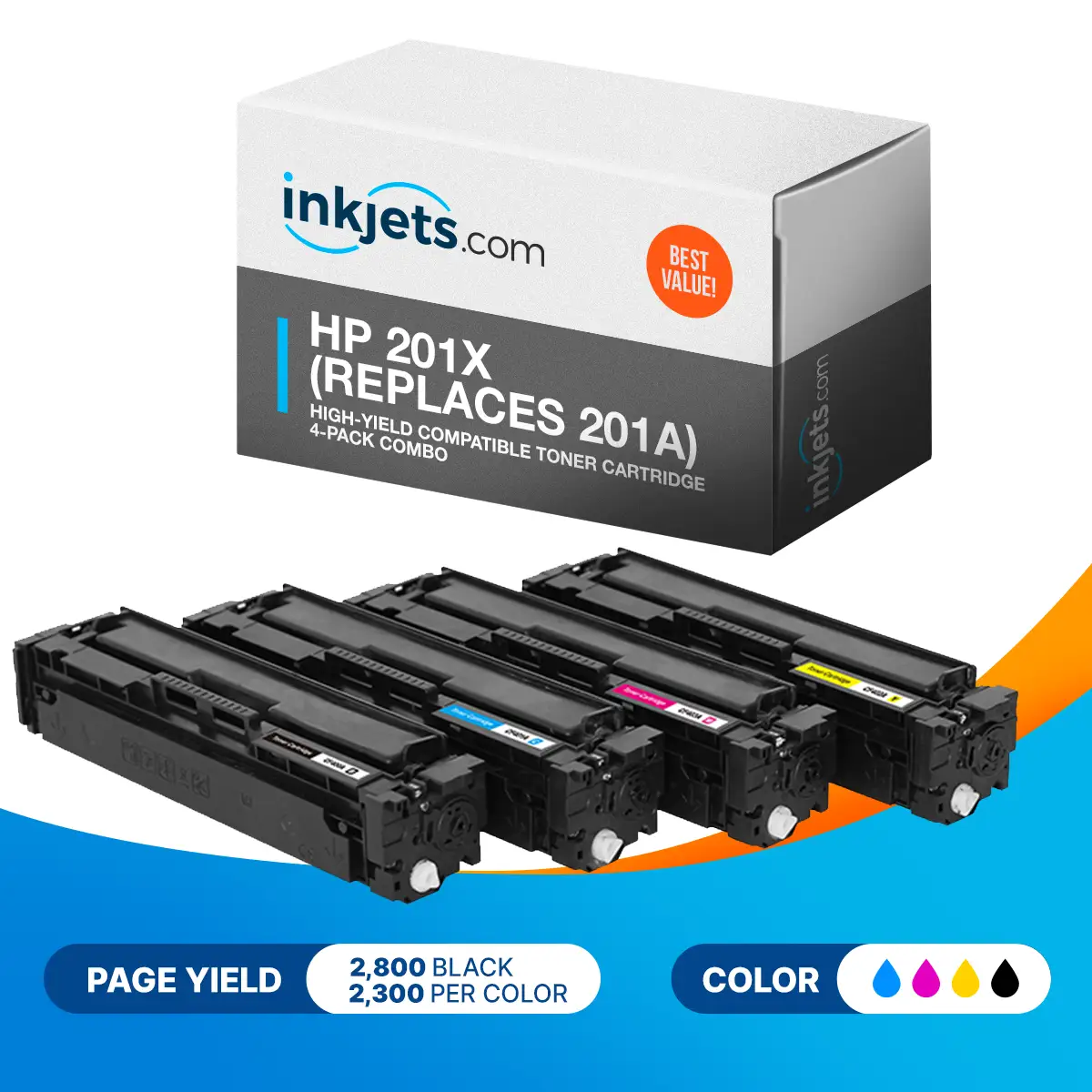 HP 201X (Replaces 201A) High-Yield Compatible Toner Cartridge 4-Pack Combo - Image 2