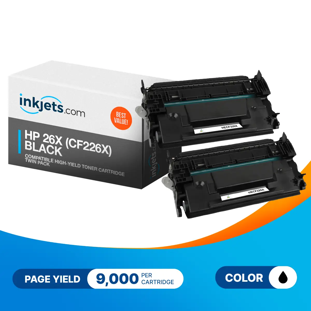 HP 26X (CF226X) Black Compatible High-Yield Toner Cartridge Twin Pack - Image 2