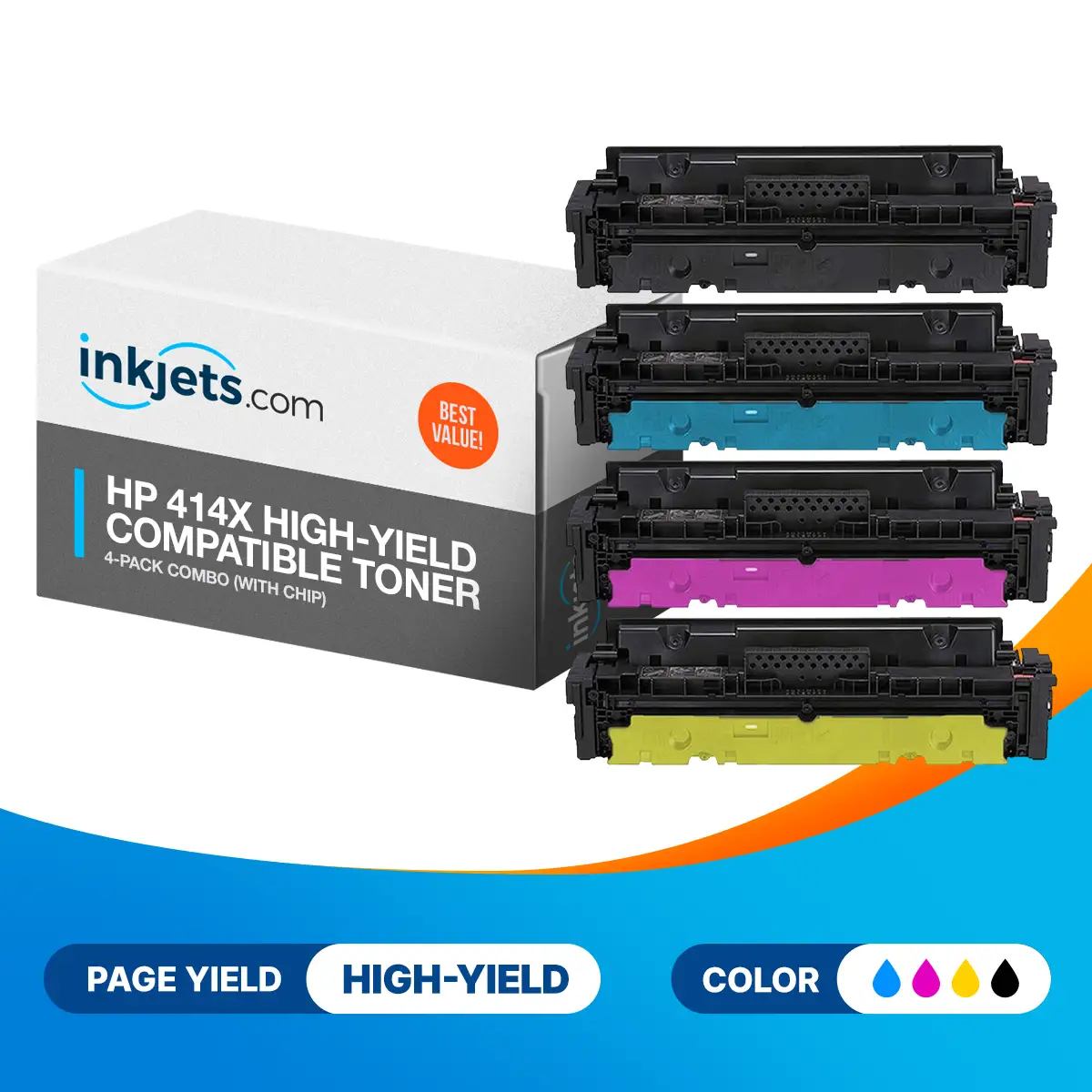 HP 414X High-Yield Compatible Toner Cartridge 4-Pack Combo (With Chip) - Image 2