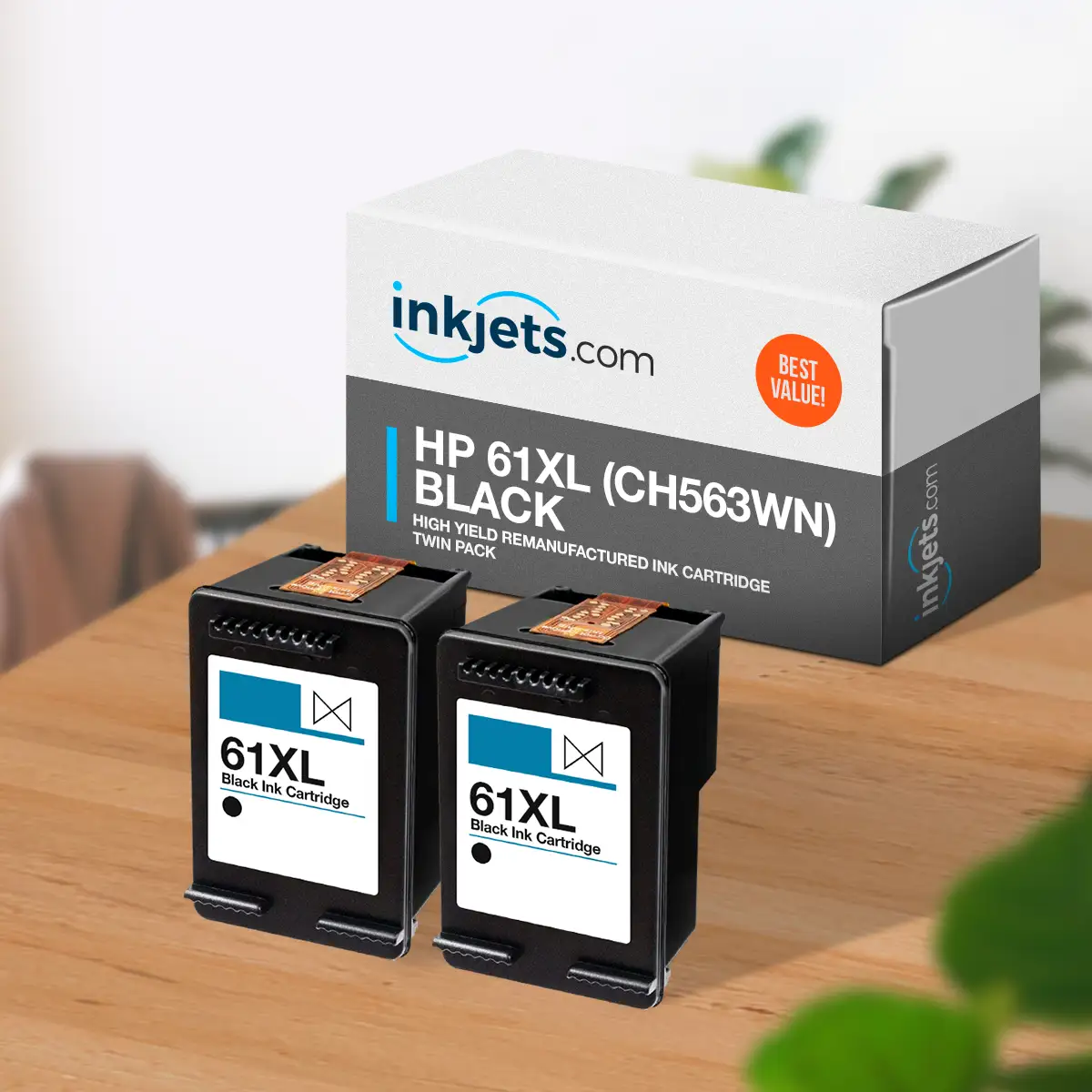 HP 61XL Black (CH563WN) Remanufactured High Yield Ink Cartridge Twin Pack - Image 3