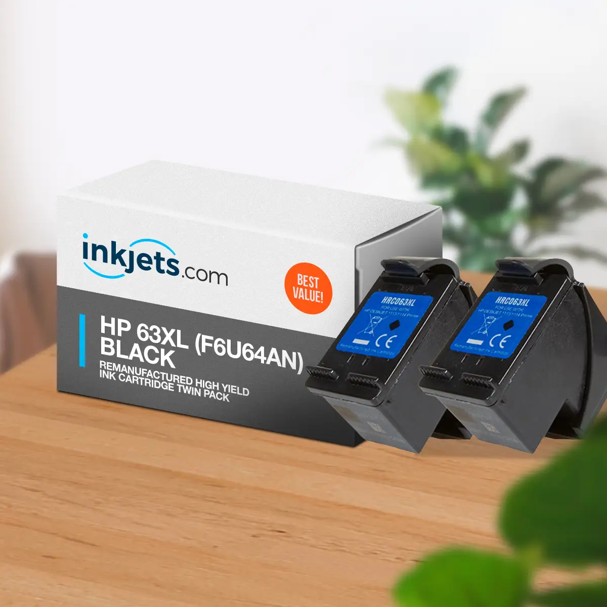 HP 63XL Black (F6U64AN) Remanufactured High Yield Ink Cartridge Twin Pack - Image 3