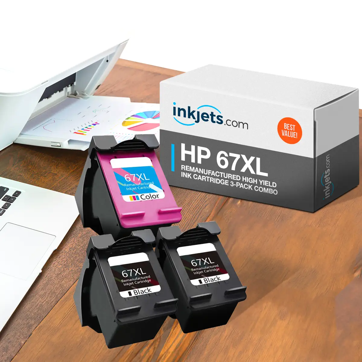HP 67XL Remanufactured High Yield Ink Cartridge 3-Pack Combo - Image 3