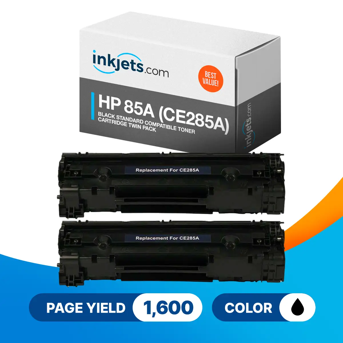HP 85A (CE285A) Black Standard Compatible Toner Cartridge Twin Pack - Image 2