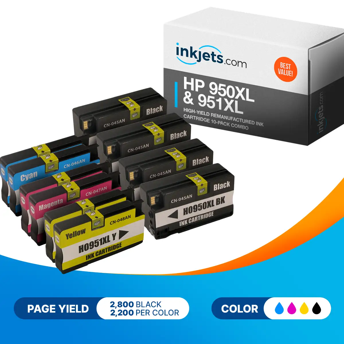 HP 950XL & 951XL High-Yield Remanufactured Ink Cartridge 10-Pack Combo - Image 2