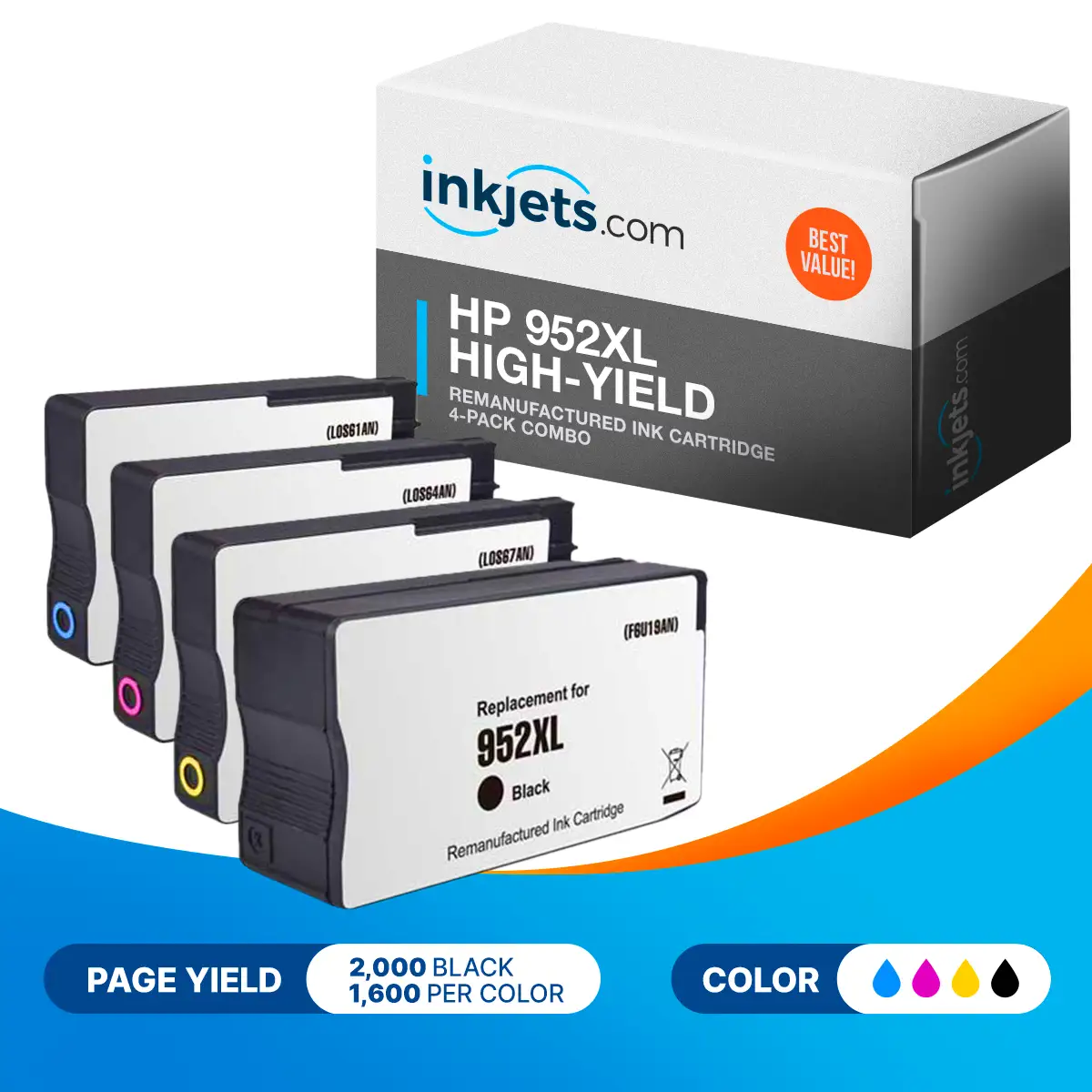 HP 952XL Remanufactured High Yield Ink Cartridge 4-Pack - Image 2