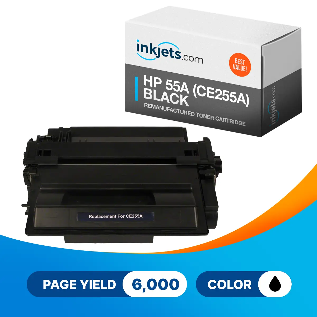 HP 55A (CE255A) Black Remanufactured Toner Cartridge - Image 2
