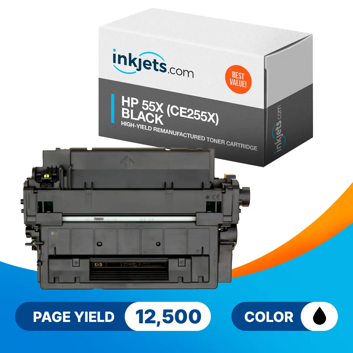 HP 55X (CE255X) Black High-Yield Remanufactured Toner Cartridge - Image 2