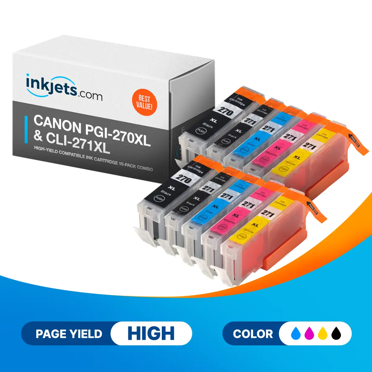 Canon PGI-270XL & CLI-271XL High-Yield Compatible Ink Cartridge 10-Pack Combo - Image 2