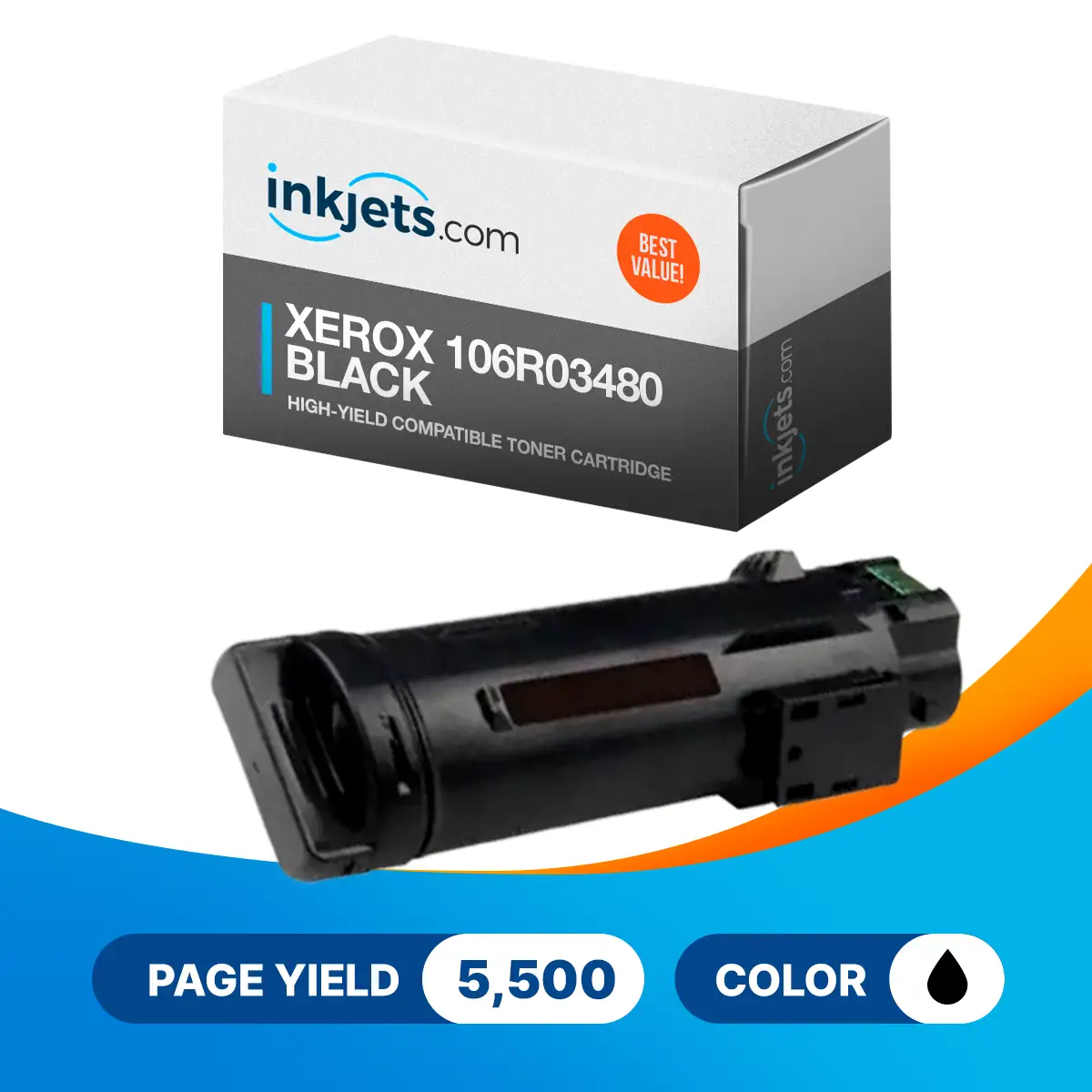 Xerox 106R03480 Black High-Yield Compatible Toner Cartridge - Image 2